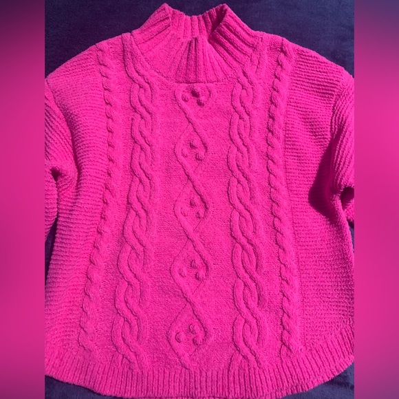 Girls Cable Knit Mock Neck Pullover Sweater Cat & Jack Pink. - Picture 1 of 3